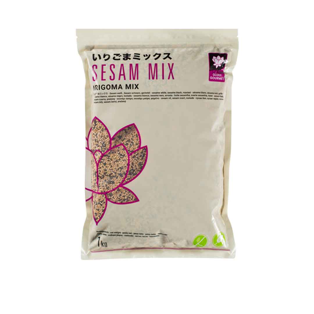 Globe Gourmet Sesam Mix, geröstet: 80% weißer Sesam und 20% schwarzer Sesam im 1-kg-Beutel, Gastronomiequalität