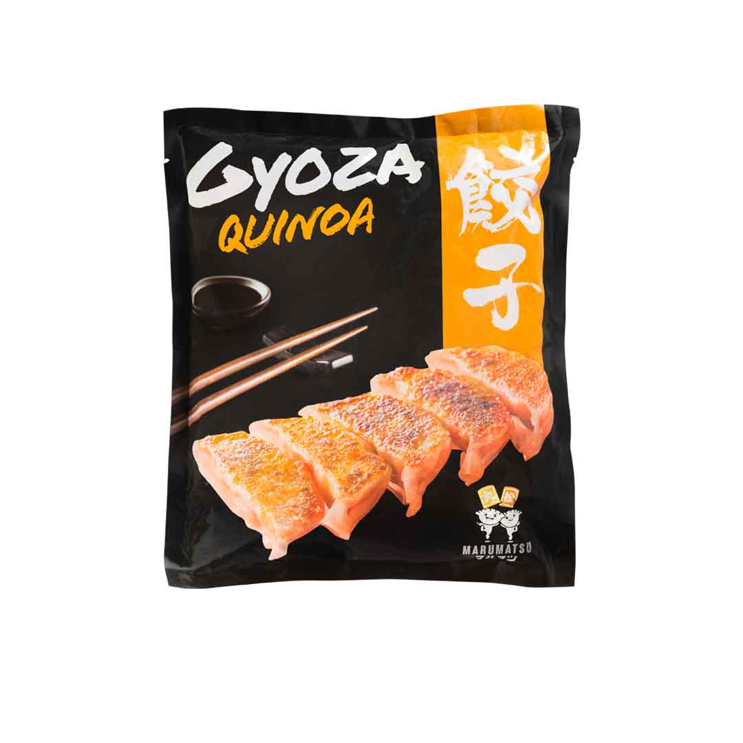 Produktverpackung Marumatsu Gyoza Quinoa – Teigtaschen, gefüllt mit Quinoa und Gemüse