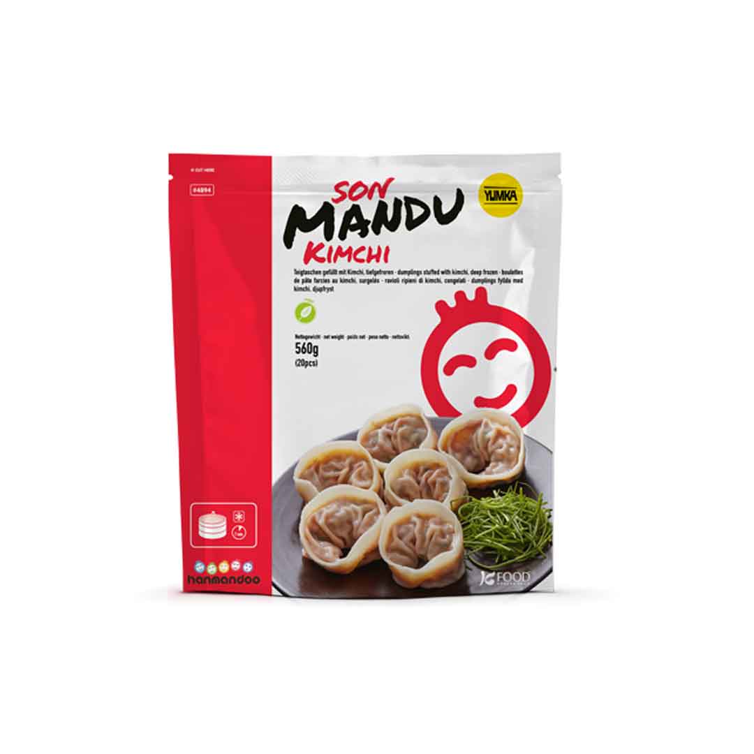 Packung Son Mandu Kimchi von Hanmandoo: koreanische Mandu-Teigtaschen gefüllt mit Kimchi (560 g)