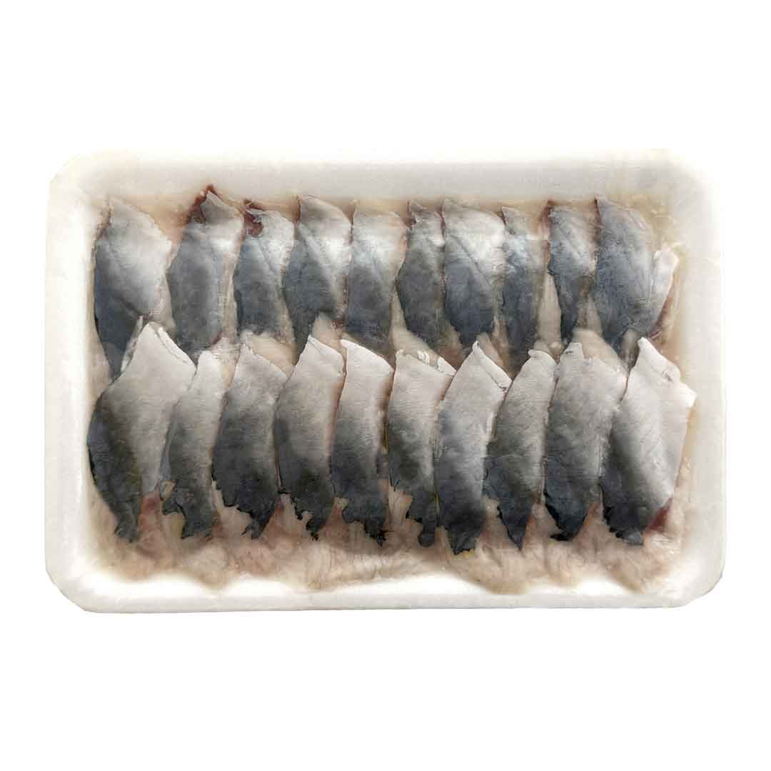 Verpacktes Meaji Kirimi Topping von Seafood Market mit gleichmäßig geschnittenen Fischfilets, ideal als Belag für Sushi, Bowls und warme Fischgerichte