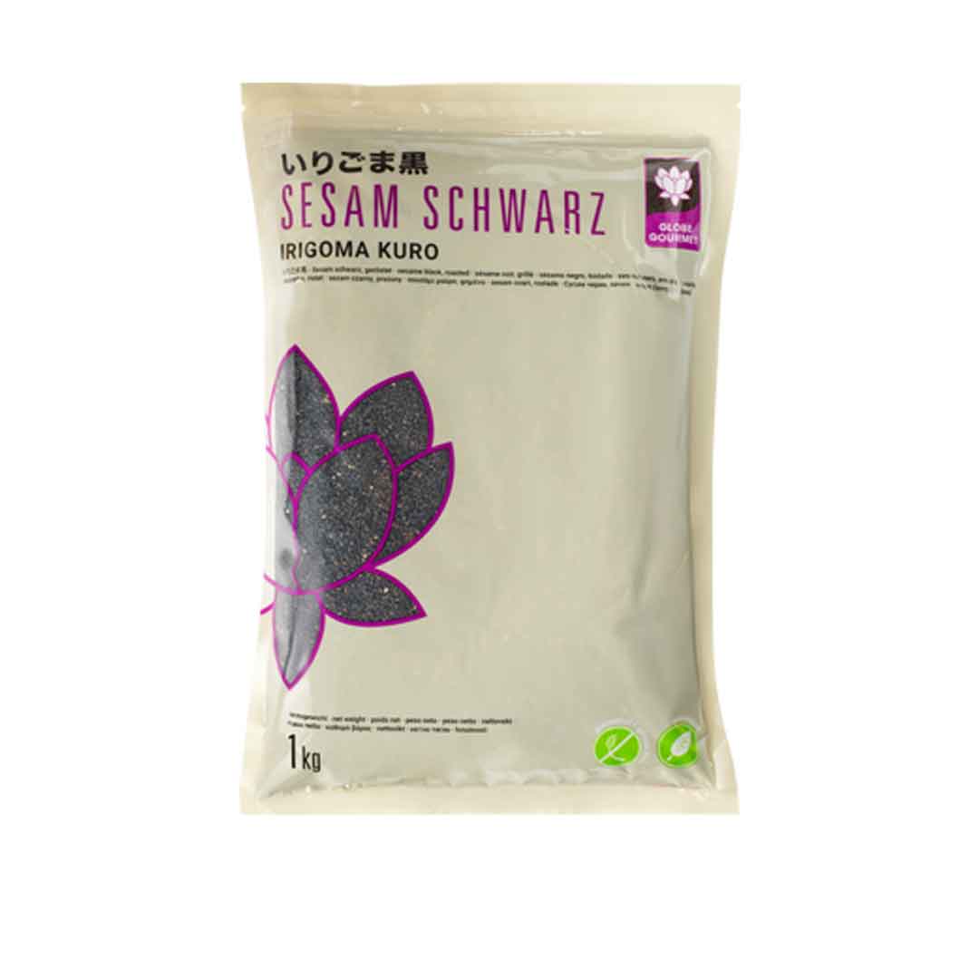 Globe Gourmet Sesam schwarz, geröstet – 1-kg-Beutel Premium-Sesam in Gastronomiequalität für Küche, Sushi, Backwaren und Toppings