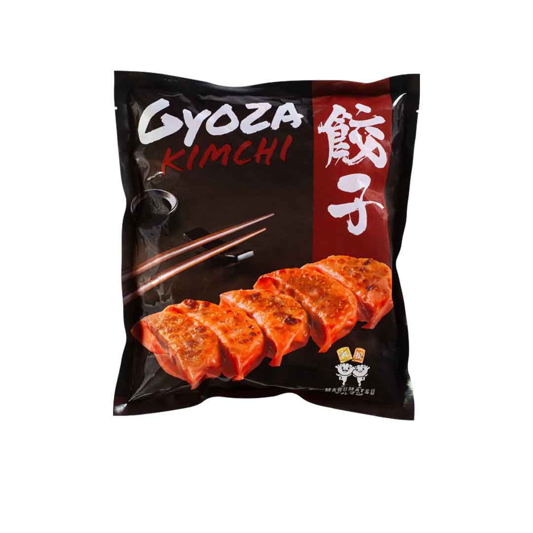 Produktbild: Marumatsu Gyoza Kimchi – asiatische Teigtaschen (Gyoza) gefüllt mit Kimchi, Verpackung